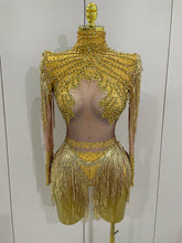 Sparkly Rhinestone Sequin Tassel Stretch Bodysuits 2025 New Arrival Women  Birthday Party Nightclub Dj Stage Performance Costume